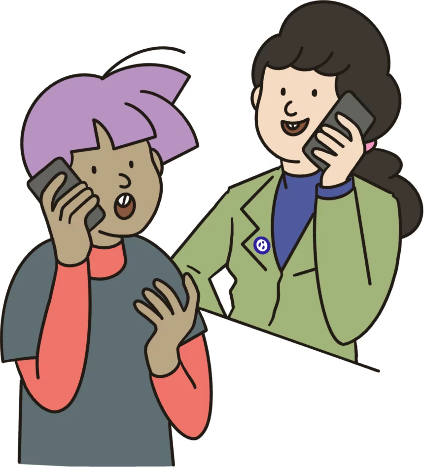 deux personnes au téléphone